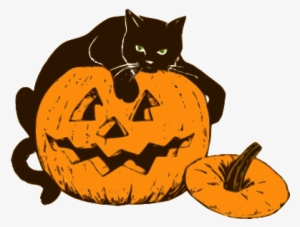 Clipart Of Children Decorating Their House For Halloween - Halloween Cat Png