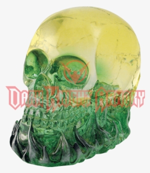 Green Flaming Crystal Skull Statue - Skull