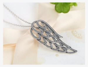 Colar Charm Europeu Com Pingente Asa De Anjo Pnd034 - Angel Wing Necklace 925 Sterling Silver With Pouch