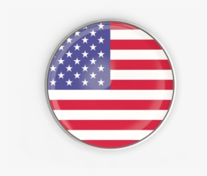 Round Button With Metal Frame - United States Flag Circle
