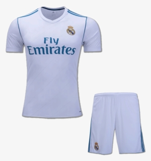 Kids Real Madrid Football Jersey And Shorts Home 17 - Real Madrid Football Jersey Png