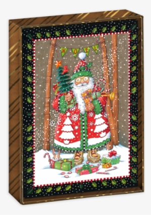 Jolly Santa Boxed Christmas Cards - Matmates Jolly Santa Christmas Doormat Indoor Outdoor