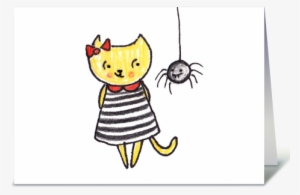 Halloween Cat Greeting Card - Cartoon