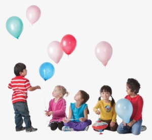 Birthday Parties - Children With Balloons Png