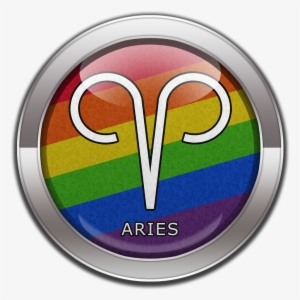 Aries Horoscope Symbol On Round Lgbt Rainbow Pride - Aries - Lgbt Pride Rainbow Round Car Magnet