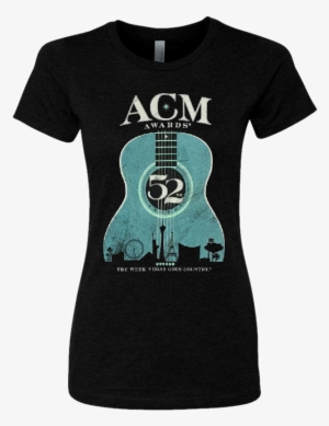 52nd Academy Of Country Music Ladies Black Teal Guitar - T-shirt