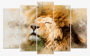 Conjunto De Quadros Telas Decorativas Leão Kit Com - Lion Spirit Animal