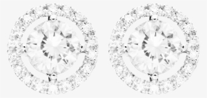 Diamond Stud Earring Halo Setting In White Gold - Diamant Ohrstecker Halo