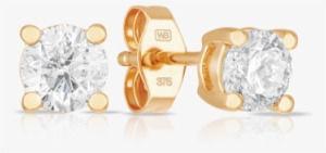 Diamond Stud Earrings Set In 9ct Yellow Gold - Jewellery