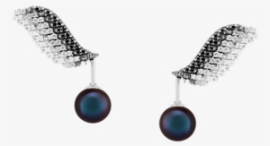 Brinco Cisne Negro Com Módulo Versátil De Pérola Negra - Earring