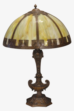 Best Aladdin`s Lamp Base Slag Glass Panel Lamp - Lampshade
