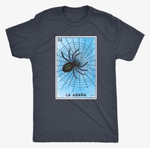 La Araña Mens T-shirt - Spider Web La Arana Loteria Arachnid Tattoo Necklace