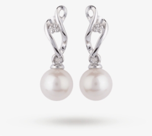 9ct White Gold Fresh Water Pearl Drop Earrings - Mug