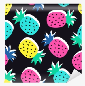 Vector Seamless Pineapple Fruit Crazy Colors Pattern - Fondos De Pantallas De Piñas