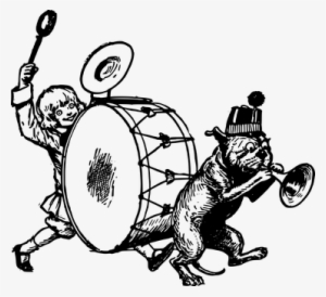Boy Childhood Dog Drums Friend Fun Horn Ki - Music Dog Clip Art