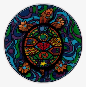 Stained Glass Turtle - Turtle Stickers. Sku: 002444