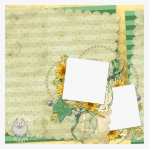 Shabby Sunflower Layout - Scrapbooking Green Frame Transparent