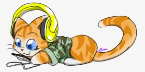 Cat Listening To Music Clipart - Cartoon Funny Cats Png