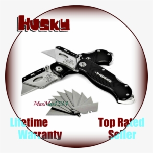 Husky Folding Lock Back Utility Knife - Kobalt Lockback Foldable Utility Box Knife Cutter