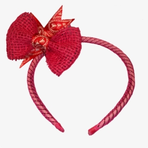 This Awesome Pink And Red Burlap Hair Bow Headband - Headpiece