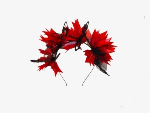 Scarlet Red Plastic & Black Wire Floral Origami Racewear - Black