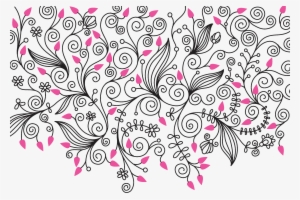 花のイラスト・フリー素材／壁紙・背景no - 499『ピンク・線画』 - Vector Pattern Background