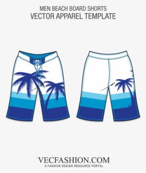 Beach Board Shorts Vector Template - Board Shorts Drawing