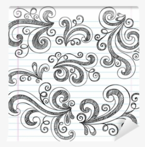 Sketchy Doodle Swirls Vector Design Elements Set Wall - Doodle Art Simple Design