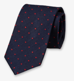 Navy Tie With Red Dots - Donkerblauwe Stropdas Stippen