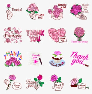 Sell Line Stickers Thanks / Thank You / Pink Rose - Rose