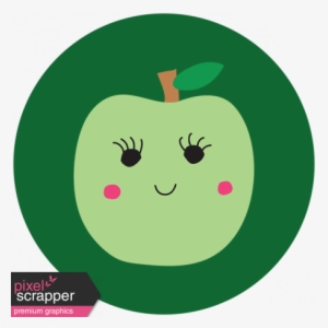 Cute Fruits Print Circle Apple - Digital Scrapbooking