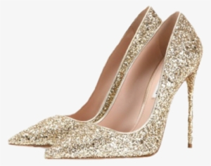 Transparent Gold Glitter Heels