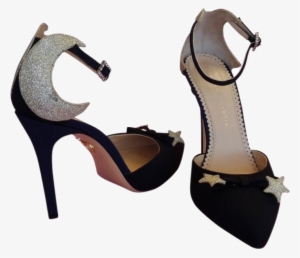 Black Moon Heels Polyvore Moodboard Filler Gold Glitter - Court Shoe