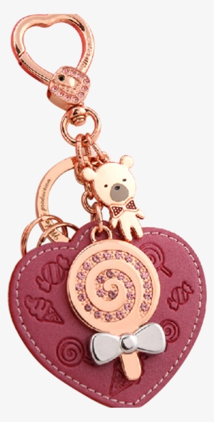 Millers Leather Keychain Female Car Key Chain Bag Pendant - Milesi Heart Cartoon Keychain Pink One Size