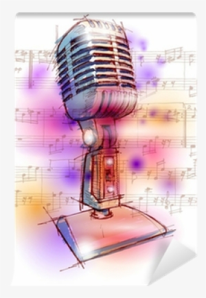 Vector Classic Microphone, Watercolor Background & - Watercolor Microphone Png
