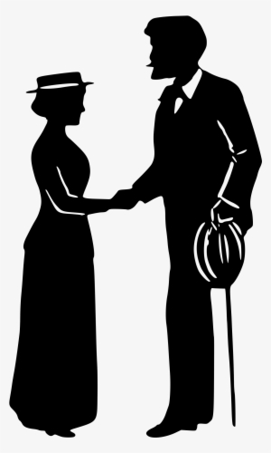 Handshake Clipart Silhouette - Man And Woman Shaking Hands Clip Art