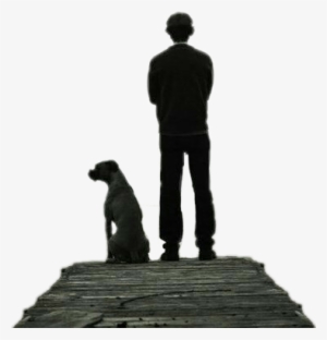 Ftstickers Silhouette Man Dog Standing - Dog