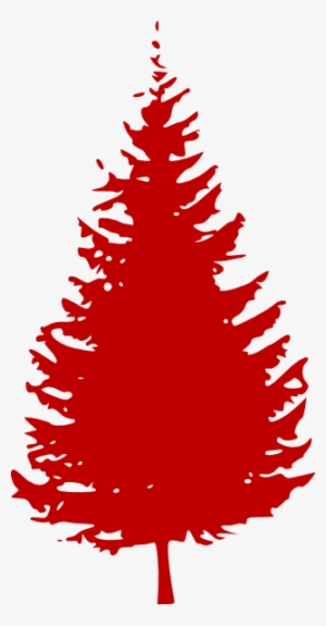Red Evergreen Tree Clip Art - Pine Tree Silhouette