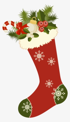 Red Retro Christmas Stocking Png Picture Clipart - Christmas Stocking Clipart