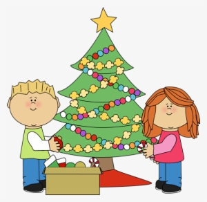 Kids Decorating A Christmas Tree Clip Art - Decorate Christmas Tree Clipart