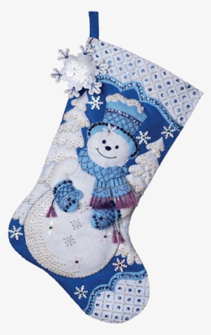 The Christmas Cottage - Bucilla Felt Applique Christmas Stocking Kit: Snowflake