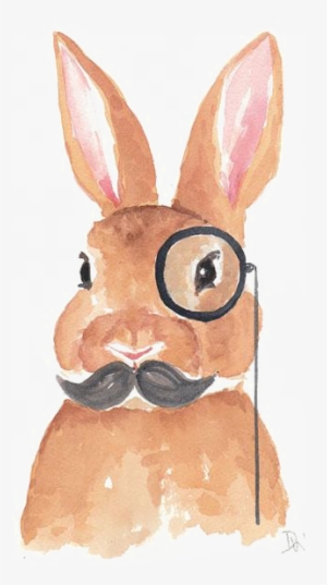 Watercolor Painting Rabbit Transprent - Monocle Rabbit