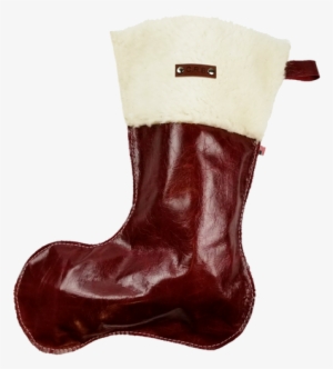 Christmas Stockings In Italian Red Leather With Wool - Snow Boot