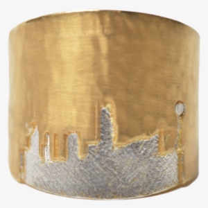 Large Gold Band With Silver City Outline - Lampshade