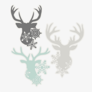 Snowflake Deer Head Set Svg Scrapbook Cut File Cute - Cricut