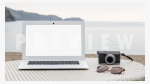 White Windows Laptop Mockup Beside A Camera And Sunglasses - Netbook
