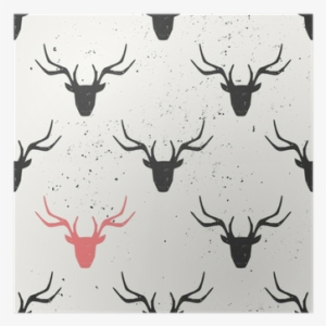 Deer Head Silhouette Seamless Pattern Poster • Pixers® - Reindeer With Ornaments - Tote Bags