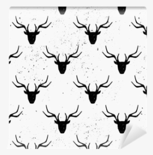 Deer Head Silhouette Seamless Pattern Wallpaper • Pixers®