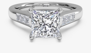 Ritani Solitaire Channel-set Diamond Band Engagement - Engagement Ring Princess Cut Diamond