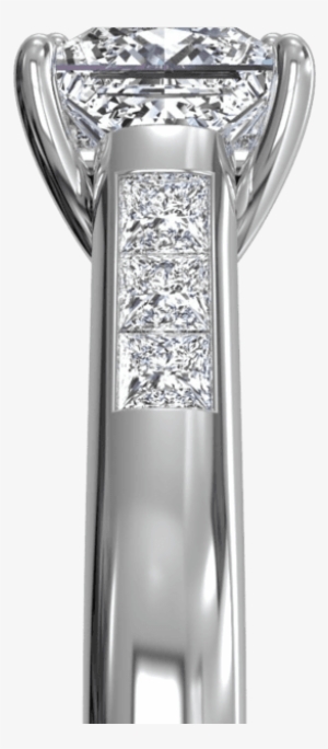 Ritani Solitaire Channel-set Diamond Band Engagement - 14k White Gold Wedding Band Sets Princes Cut 1.50 Ct